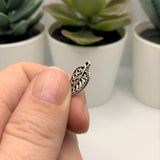 Small Scrolled Silver Leaf Charms, 18x10mm