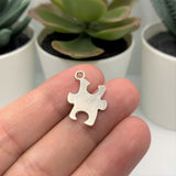 Silver Autism Awareness Puzzle Piece Charms, 22x14mm