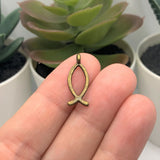 Bronze Ichthys Jesus Fish Charms, 20x8mm