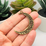 Bronze Crescent Scroll Moon Charms, 40x29mm