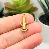 Green and Gold Saguaro Cactus Charms, 20x9mm