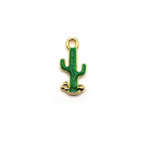 Green and Gold Saguaro Cactus Charms, 20x9mm