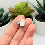 Silver Tea Bag 3D Charms, 15x15mm