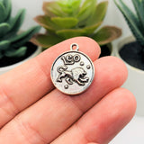 Silver Leo Zodiac/Astrology Coin Charms, 17x20mm