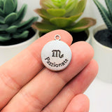 Silver Scorpio Zodiac/Astrology Coin Charms, 17x20mm