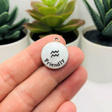 Silver Aquarius Zodiac/Astrology Coin Charms, 17x20mm