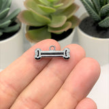 Rhinestone and Silver Dog Bone Charm, 20x8mm