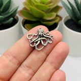 Silver Octopus Cthulhu Charms, 20.5x24mm