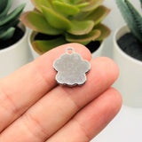 Black Enamel and Silver Dog / Cat Paw Print Charms, 17x16mm