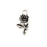 Small Antiqued Silver Rose Charms, 21x10mm