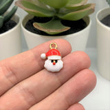 Small Santa Face Enamel Christmas Charms, 19x14mm
