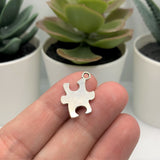 Silver Autism Awareness Puzzle Piece Charms, 22x14mm