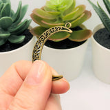 Bronze Crescent Scroll Moon Charms, 40x29mm