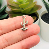 Silver Saguaro Cactus Charms, 29x9mm