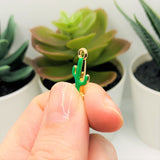 Green and Gold Saguaro Cactus Charms, 20x9mm