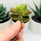 Bronze Fairy on Moon Charms, 25x14mm