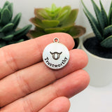 Silver Taurus Zodiac/Astrology Coin Charms, 17x20mm