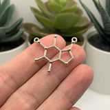 Silver Caffeine Molecule Connector Charms, 24x26mm