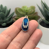 Blue Enamel Flip Flop Sandal 3D Charms with Rhinestone, 23x10mm