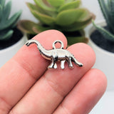 Silver Brontosaurus Dinosaur Charms, 13x27mm