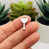 Red and Silver Wine Glass Charms, 29x9mm