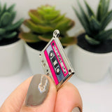 Pink and Silver 80's Cassette Charms, 29x19mm