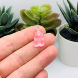 Pink Gummy Bear Resin 3D Charms with eye screw, 20x12mm