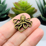 Bronze Octopus Cthulhu Charms, 20.5x24mm