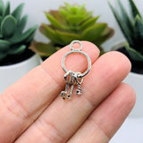 Silver Skeleton Key Charms, 27x12mm