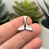 Silver Whale Tail Fluke Charms, 16x16mm