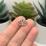 Antique Silver Lotus Flower Charms, 14x16mm