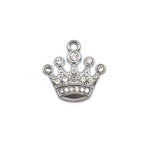 Silver and Diamond Rhinestone Crown Charms, 21x20mm