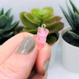 Pink Gummy Bear Resin 3D Charms with eye screw, 20x12mm