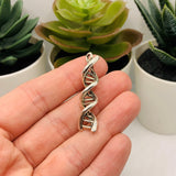 Silver DNA Helix Genealogy 3D Pendant Charms, 40x10mm