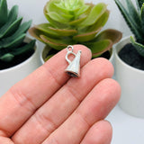 Silver Cheerleading Megaphone 3D Charms, 16x9mm
