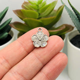 Small Silver Flower Charms, 28x20mm