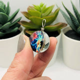 Wire Wrapped Glass Galaxy Multi-color Nebula Pendant Charms, 28x20mm
