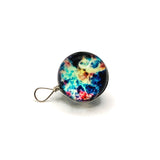 Wire Wrapped Glass Galaxy Multi-color Nebula Pendant Charms, 28x20mm