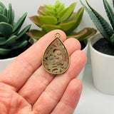 Bronze Filigree Teardrop Charms, 34x22mm