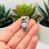 Silver Anatomical Human Heart 3D Charms, 27x13mm