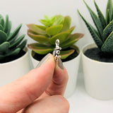 Tiny Silver Witch on Broom Halloween Charms, 13x11mm