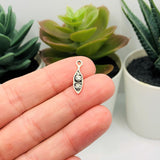 Tiny Silver Peas in a Pod Charms, 18x5mm