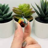 Wire Wrapped Glass Galaxy Red and Yellow Nebula Pendant Charms, 28x20mm