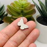 Aqua Blue and Silver Butterfly Charms, 14x20mm