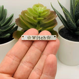 Silver Witch Wiccan Bar Connector Charms, 6x40mm