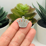 Pink and Silver Rhinestone Crown Charms, 20x21mm