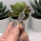 Silver Orante Flower Pendant Charms, 31x23mm