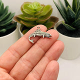 Silver Salmon Fish Charms, 18x24mm