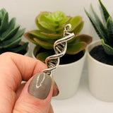 Silver DNA Helix Genealogy 3D Pendant Charms, 40x10mm