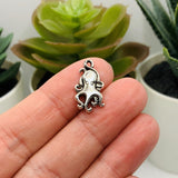 Small Silver Octopus Charms, 20x10mm